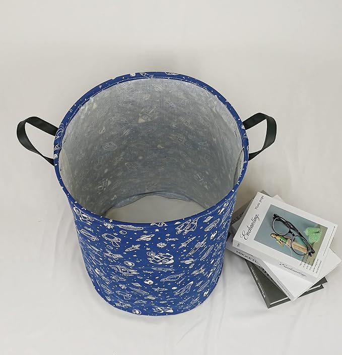 KUNRO Round Laundry Gift Basket Storage Hamper, Clothes Storage Organizer Bins - Image 5
