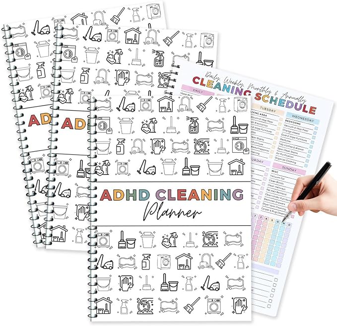 4Pcs Adhd Cleaning Planner Schedule and Checklist Organizer, Daily Weekly by Anynve