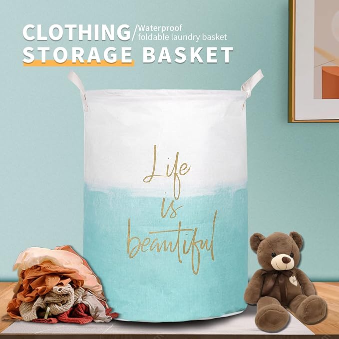 Merdes 19.7’’ Waterproof Foldable Laundry Hamper, Dirty Clothes Laundry Basket - Image 2