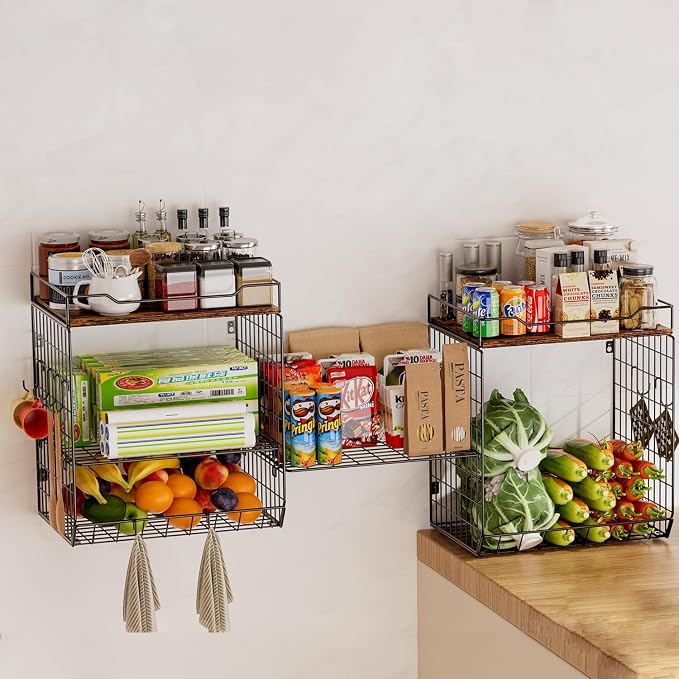 【2 PACK】3-Tier Wall Mounted Wire Baskets Work As-Laundry Room Shelves Over The - Image 6