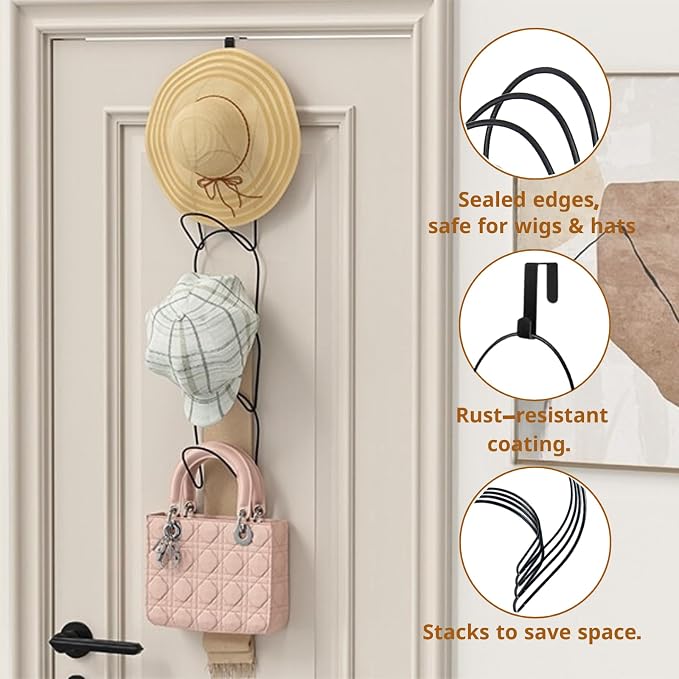 LINFIDITE 10 Pack Hat Rack Hanger Holder Organizer Closet Hanging Baseball Cap - Image 6