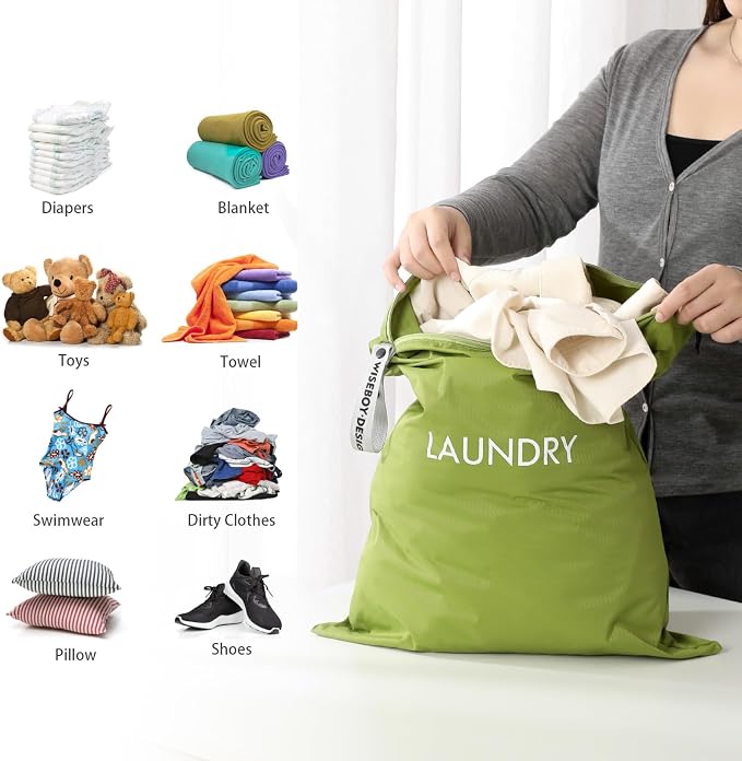 WiseBoy 2 Pack Laundry Bags, Travel Laundry Bag - Image 3