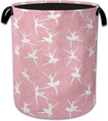 Cute Ballet Dancer Laundry Basket, Foldable Oxford Cloth Pink Laundry Hamper by Unknown