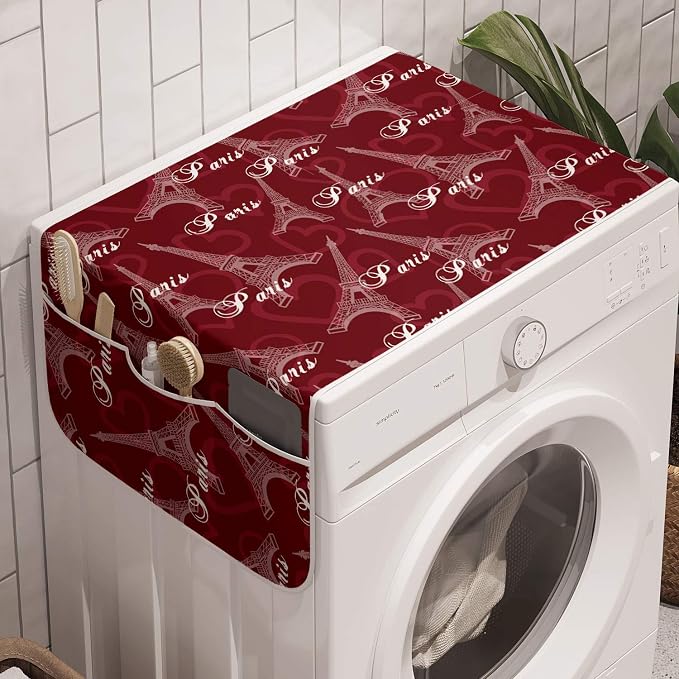 Ambesonne Eiffel Washing Machine Organizer, Romantic Valentines Day Eiffel by Ambesonne