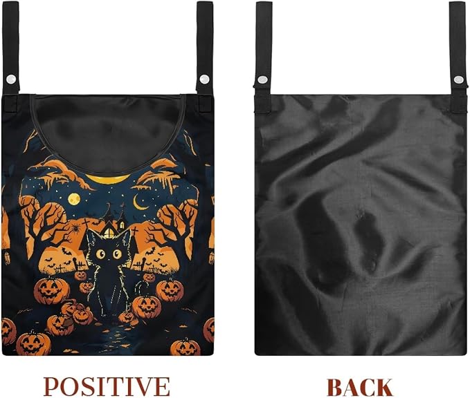 Cat Jack-O'-Lantern Clothes Pin Hanging Bag Clothesline Peg Organizer Storage - Image 7