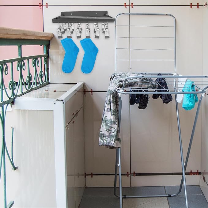 Multi-Clip Clothes Hanger with 26 Clips, Punch-Free Foldable Laundry Drying Rack - Image 4