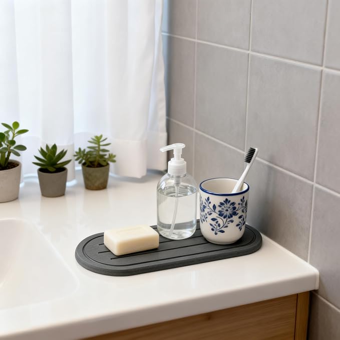 2PCS Water Absorbing Stone Drying Tray Mat - Image 3