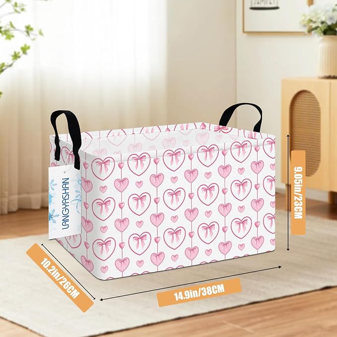 LANGYASHAN Rectangular Storage Bin Collapse Canvas Fabric Cartoon Storage Basket - Image 2