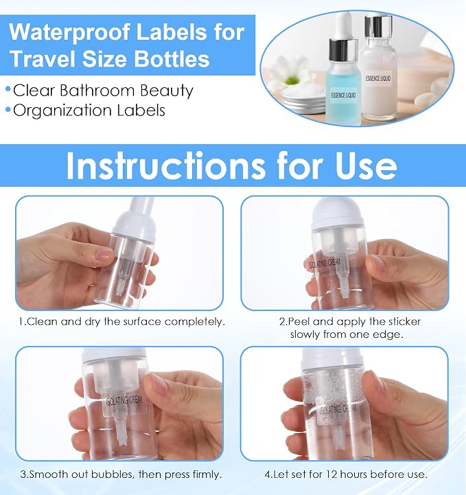 180Pcs Bathroom Labels, 6 Sheet Waterproof Labels - Image 3