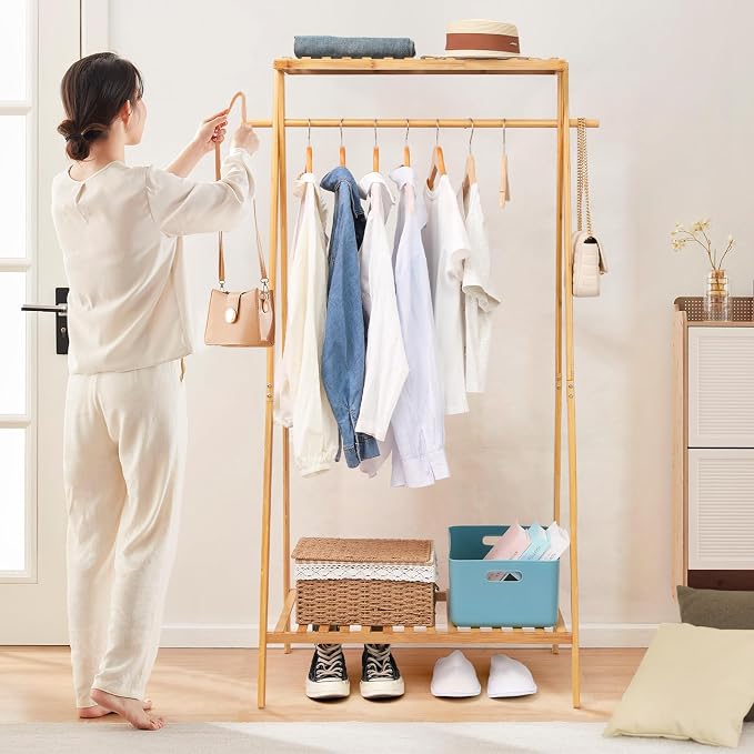 Bamboo Clothing Garment Rack - Image 3