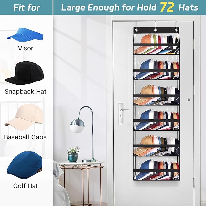 AOODA Clear Over The Door Hat Racks - Image 4