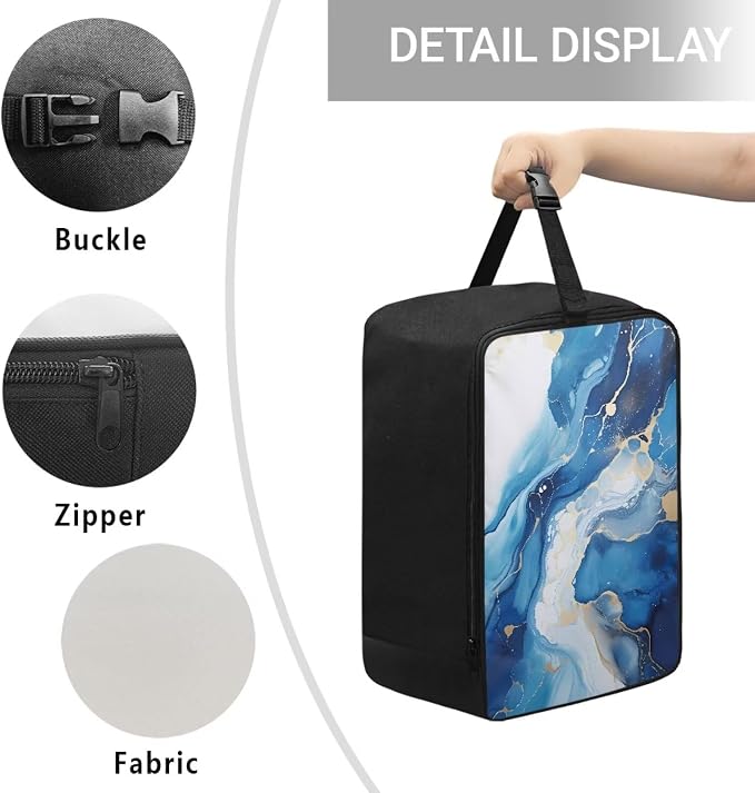 Universal Steamer Case Blue Marble Print Zippered Protective Pouch - Image 5