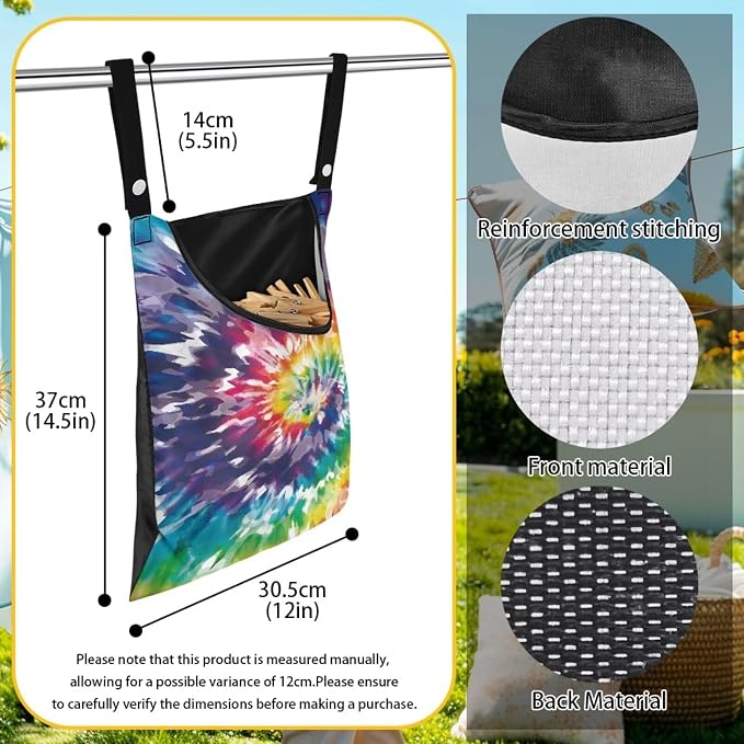 Rainbow Tie Dye Hanging Clothes Pin Bag - Image 6