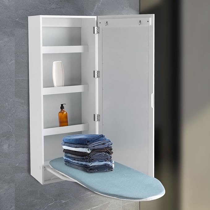 CNCEST Wall Mount Ironing Board Cabinet, 180° Rotatation Built-in Swivel - Image 3