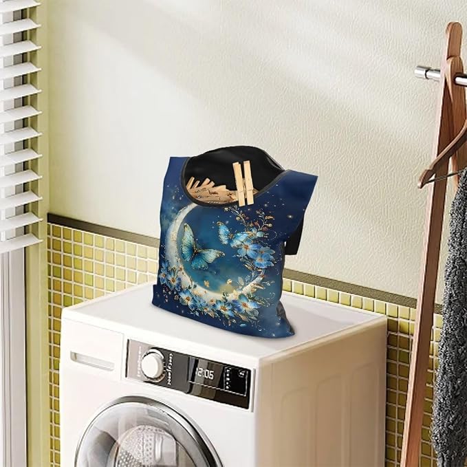 Moon Floral Clothespin Bag Organizer Storage Bags Space-Saving Clothes Pin - Image 3