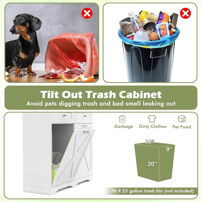 LOKO Tilt Out Trash Can Cabinet, Kitchen Island - Image 6