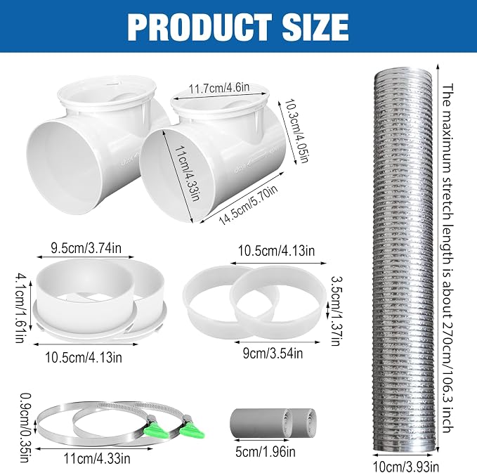 4 Inch Silver Dryer Vent Hose for Tight Space Includes 2 90-degree Dryer Vent - Image 2