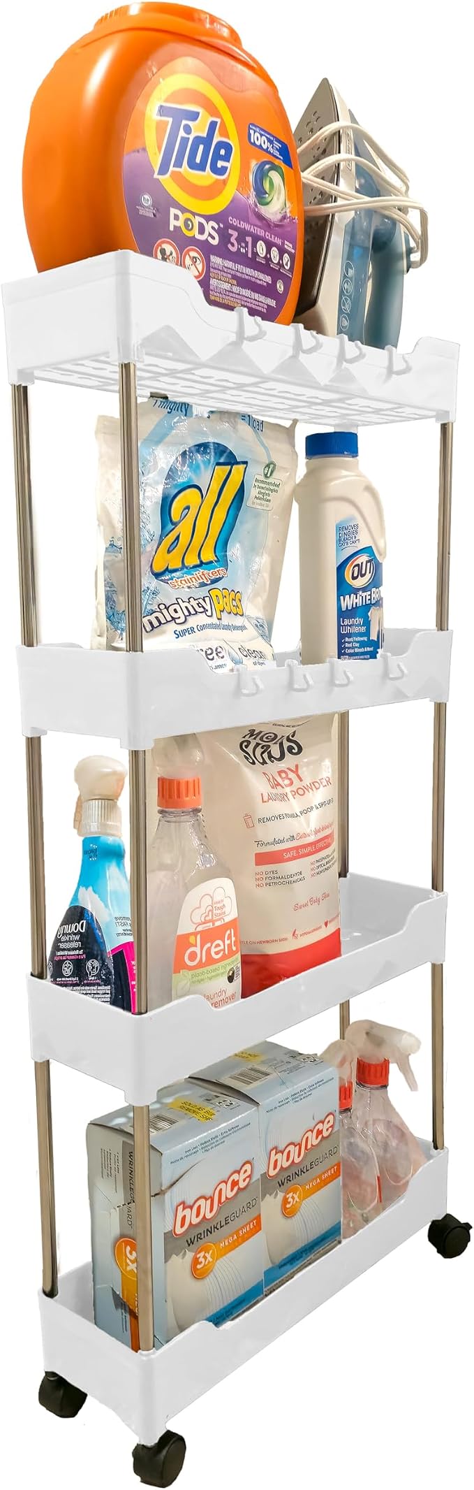 Slim Rolling Storage Cart w/ 4 Tiers by 5+STAR+SUPER+DEALS