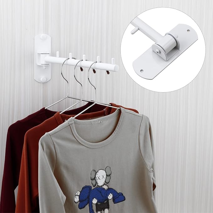 Folding Wall Mounted Clothes Hanger Rack - Image 3