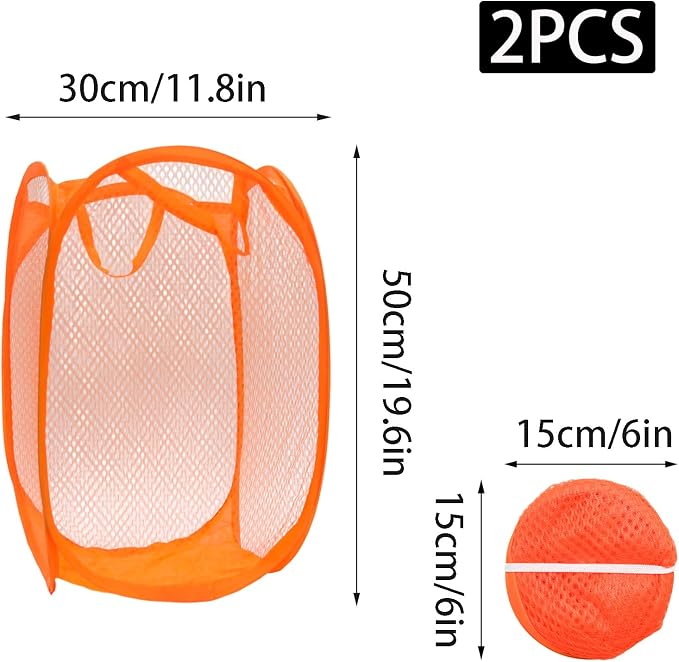 2Pcs Popup Mesh Laundry Baskets, Collapsible and Portable Laundry Hamper - Image 2