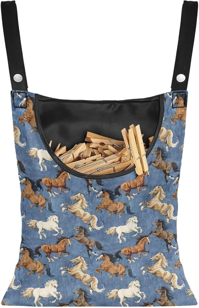 Horse Pin Collector Bag Dust-Proof Wall Hanging Organizer Large Capacity by Psesaysky
