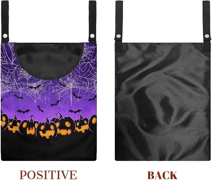 Jack-O'-Lantern Bats Pin Collector Bag Reusable Clothespin Storage Organizer - Image 7
