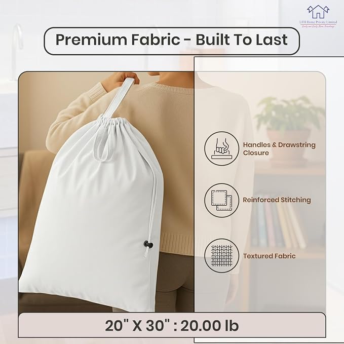 LFH Home Cotton Canvas Large Laundry Bag - Image 8