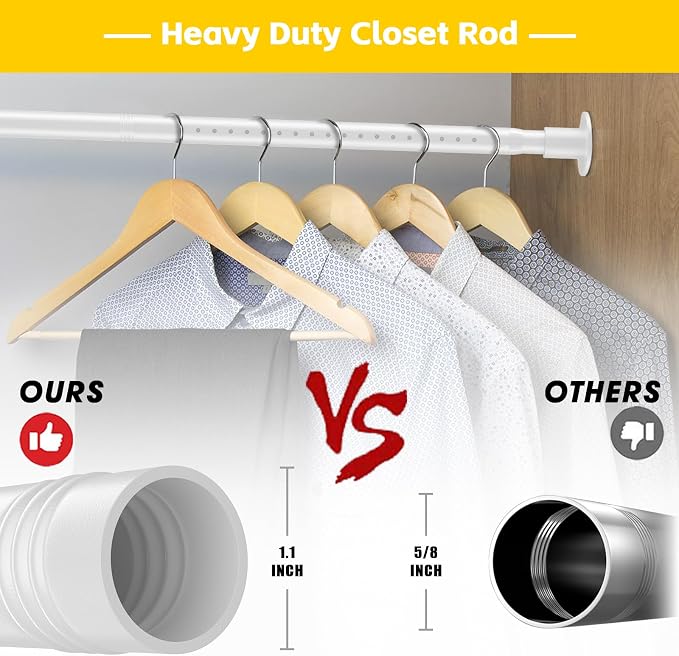2 Pack Closet Rod, 17 to 27 Inch Adjustable Closet Rods - Image 3