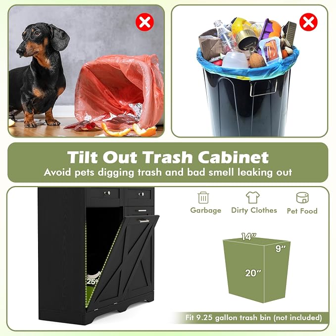 LOKO Tilt Out Trash Can Cabinet, Kitchen Island - Image 6