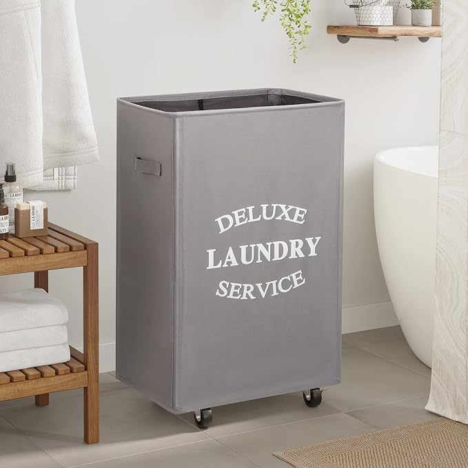 WOWLIVE Large Rolling Laundry Basket Wheels 90L Collapsible Tall Laundry Hamper - Image 2