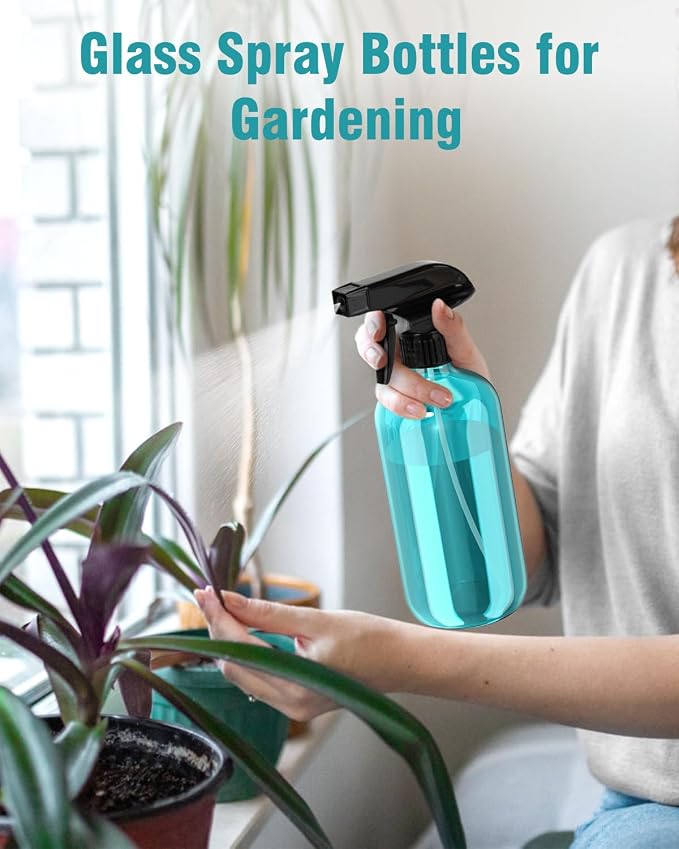 Glass Spray Bottle, Light Blue Glass Spray Bottle Set & Accessories Refillable - Image 5