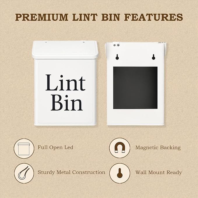 Magnetic Lint Bin for Laundry Room Organization & Storage, Wall-Mounted Dryer - Image 7