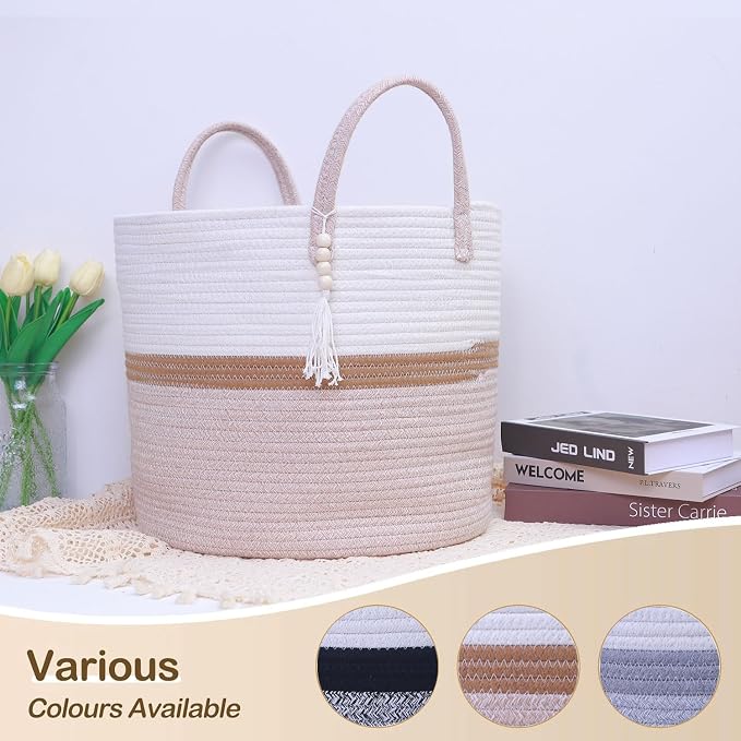 Woven Storage Basket with Handle, Nursery Hamper in Baby Nursery&Bathroom - Image 4