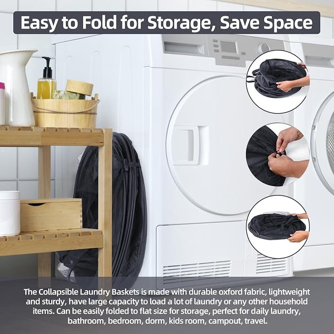 BATTOO Collapsible Laundry Baskets- Foldable Hamper - Image 4
