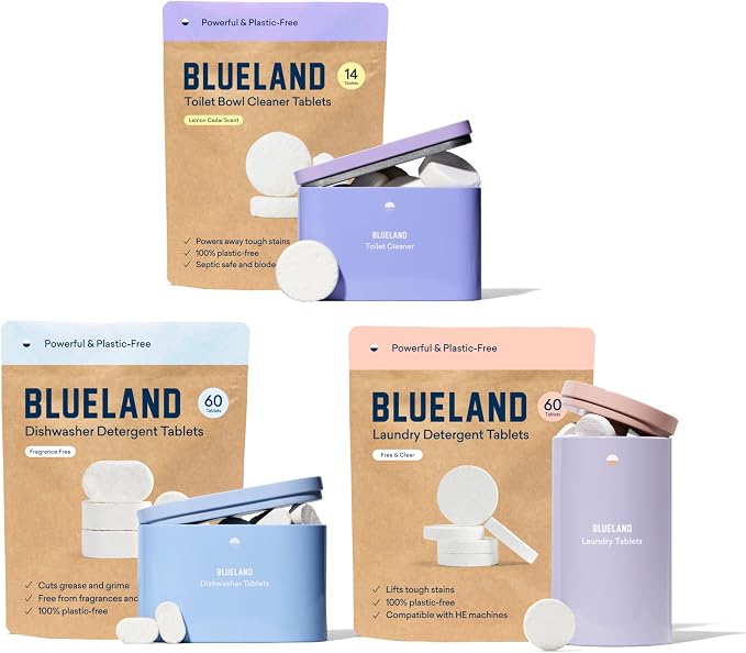 BLUELAND Dishwasher & Laundry Detergent & Toilet Cleaner Tablet Trio | by BLUELAND