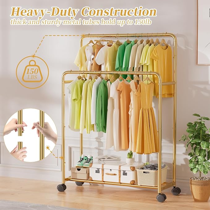 Simple Trending Clothing Clothes Rack Double Rods - Image 6