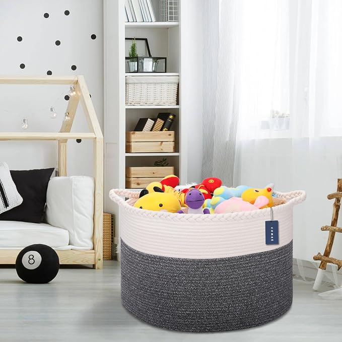 COMSE Extra Large Blanket Basket, Woven Laundry Basket, 21.7”x 13.8”, Nursery - Image 5