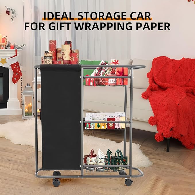 Rolling Laundry Cart with Wheels: 3-Tier Laundry Caddy Between Washer and Dryer - Image 4