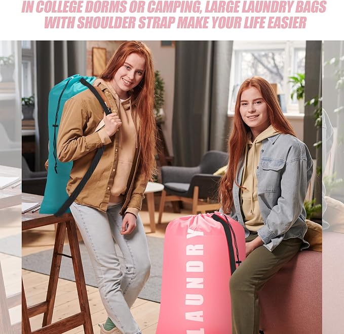 Heavy Duty Laundry Bag with Strap, 2 Pack Travel Laundry Bags - Image 6