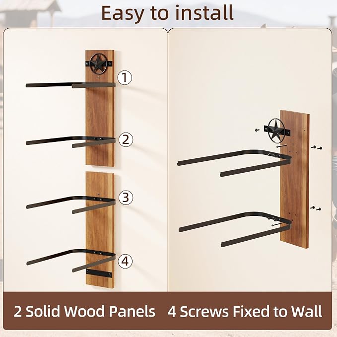 Hat Holder Rustic Wood Star Design – 2-Piece Organizer - Image 4