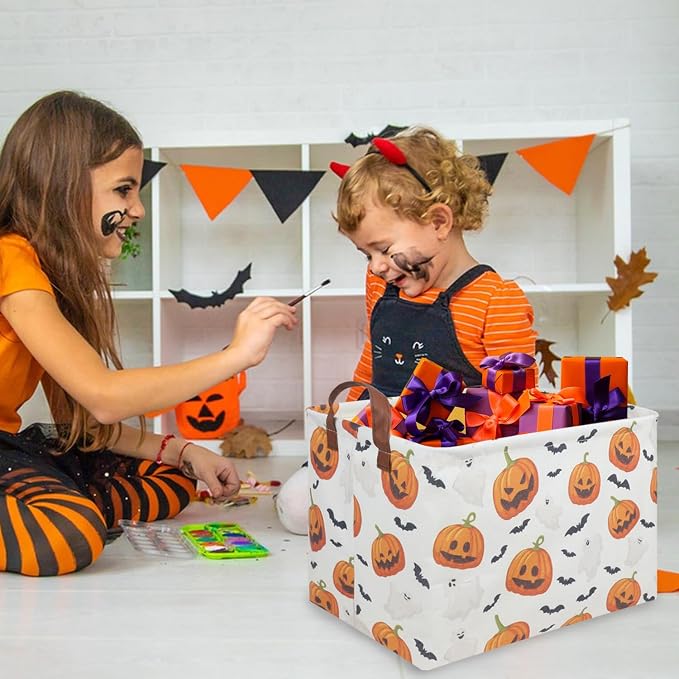 Rectangular Halloween Basket, Halloween ghost storage basket Collapsible toy - Image 3