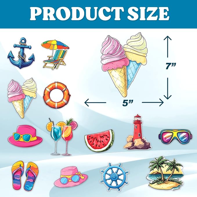 Tropical Summer Beach Vacation Stickers Pack 24Pcs Vinyl Waterproof - Image 2