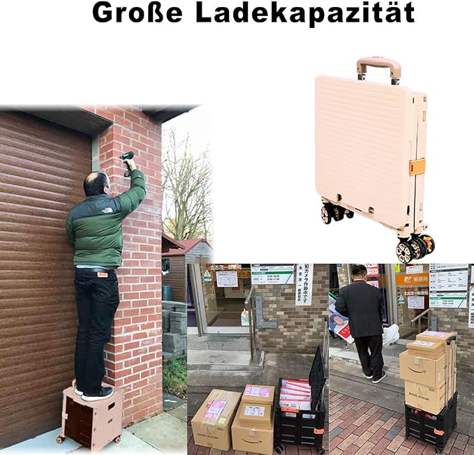 Foldable Utility Cart Folding Portable Rolling Crate Handcart Shopping Trolley - Image 5