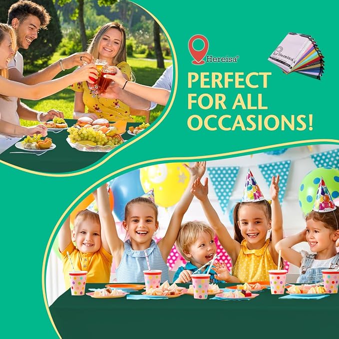 Disposable Dark Green Plastic Tablecloth 54x108 Inch, 10-Count Waterproof - Image 7