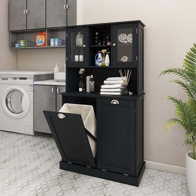 Tall Tilt Out Laundry Hamper Cabinet - Image 4