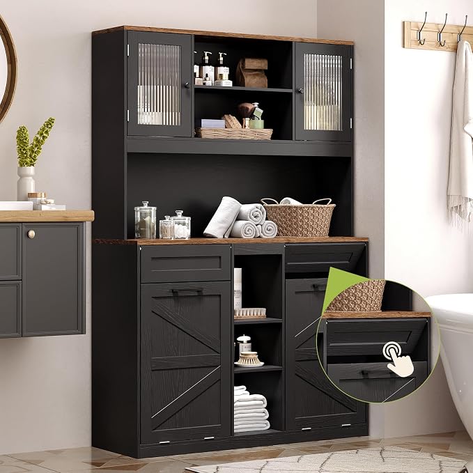 Tall Tilt-Out Double Laundry Hamper Cabinet - Image 3