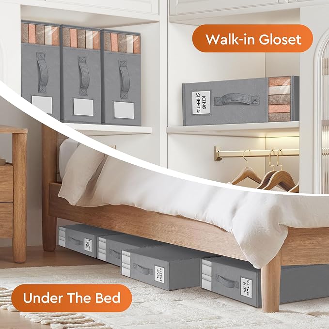 2 Pack Bed Sheet Closet Organizers and Storage, Sturdy Foldable Storage - Image 6