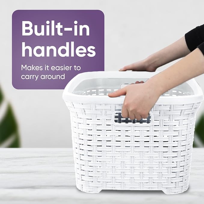 Superio Designed Laundry Basket Plastic 2 Pack Storage Hamper Basket, Wicker - Image 6