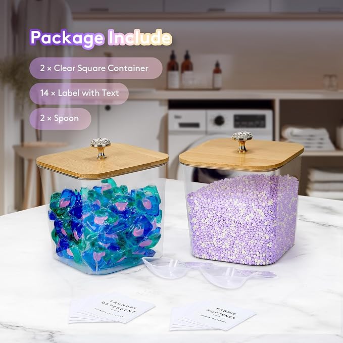 2 Pack Laundry Room Organization Storage Containers 2 Half Gallon Laundry Pod - Image 2