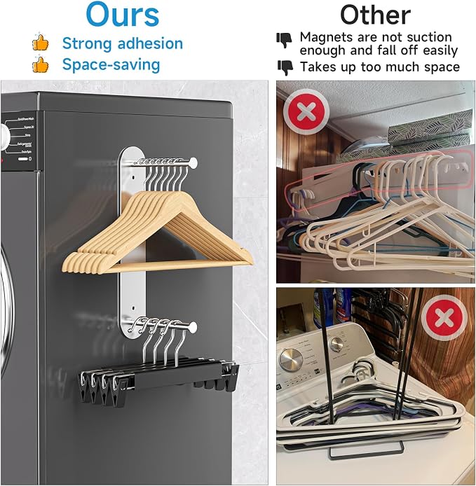 Hanger Holder for Laundry Room, Wall Mounted Clothes Hanger Organizer Stacker - Image 6